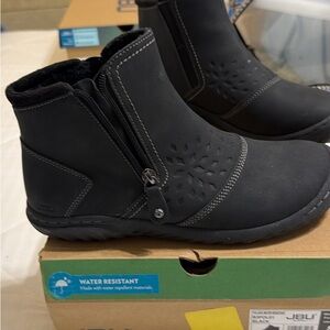 JBU Black Perforated Side-Zip Ankle Booties